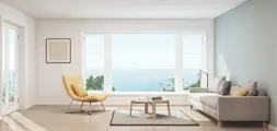 casual living room with beautiful view of ocean