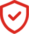 red graphic of shield with checkmark inside