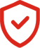 red graphic of shield with checkmark inside