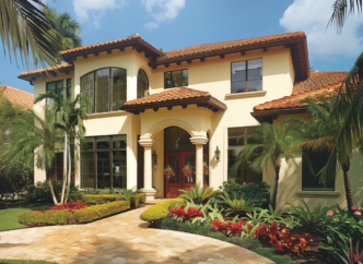 front yard of a south florida home with impact windows